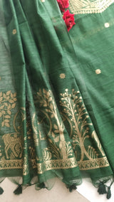 Green Vedika Silk Unstitched suit material