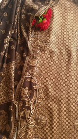 Brown Pashmina Unstitched suit set