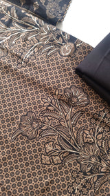 Black Pashmina Unstitched suit set