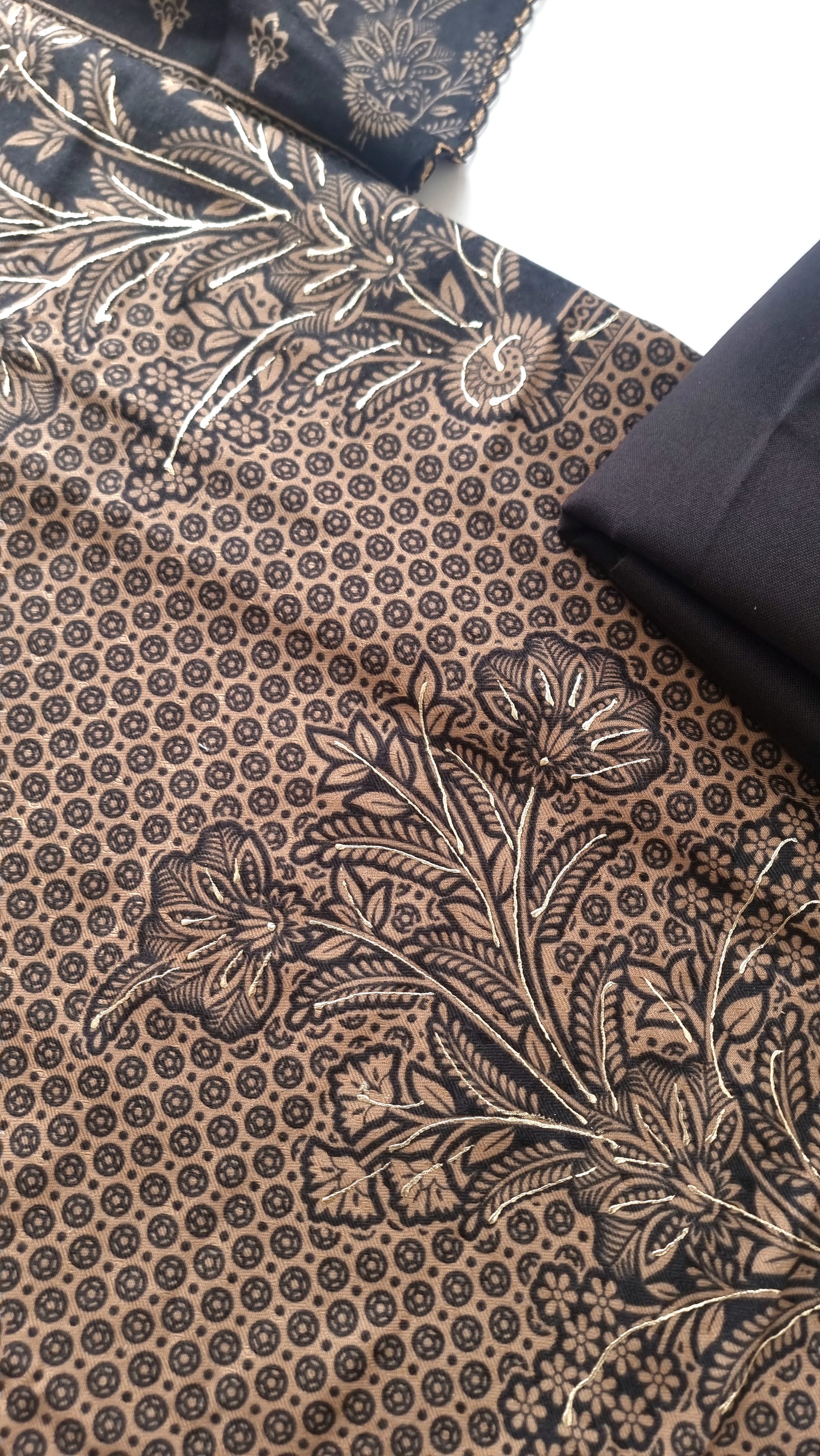 Black Pashmina Unstitched suit set