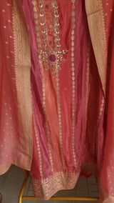 Kanjivaram Silk with dabka embroidery Unstitched suit.