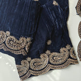 Crush Velvet mirror work party wear unstitched suit set