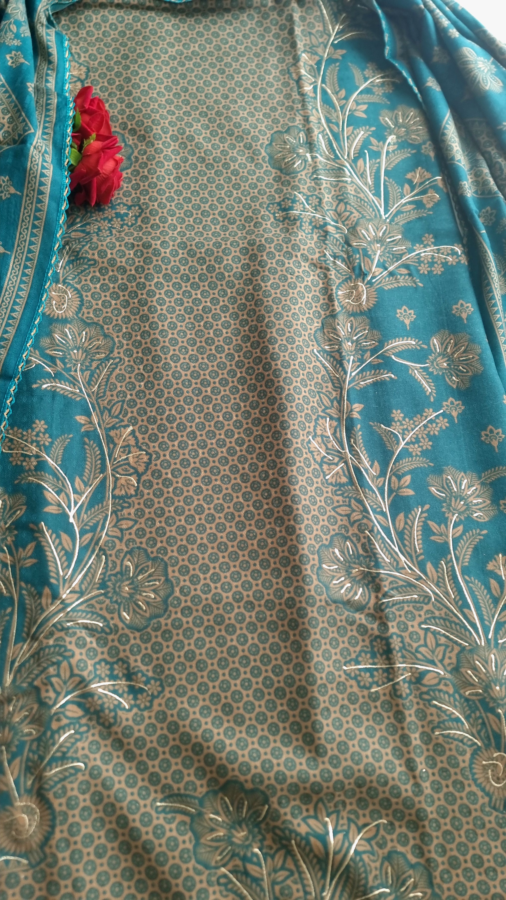 Blue Pashmina Unstitched suit set