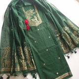 Green Vedika Silk Unstitched suit material