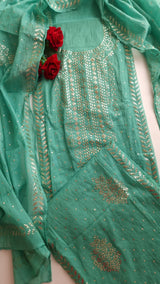 Mul Chanderi dress material with  Pasted mukaish work