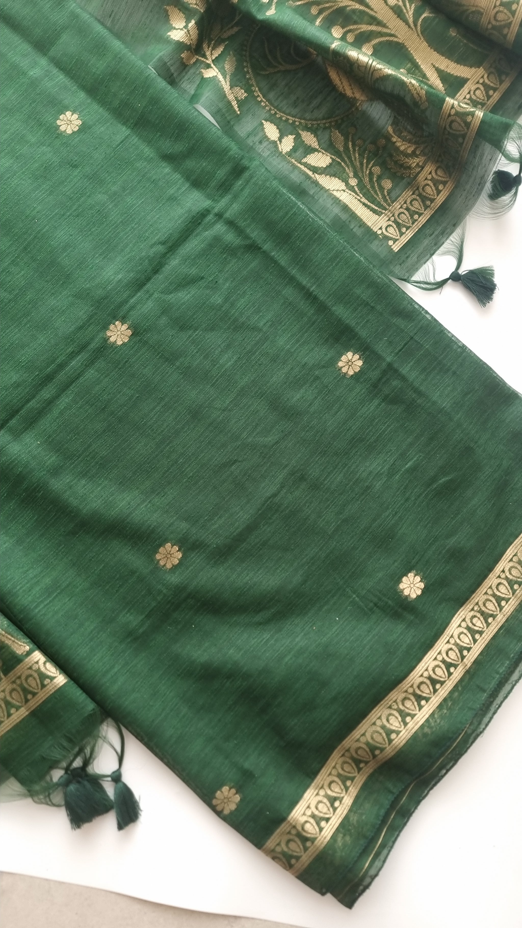 Green Vedika Silk Unstitched suit material