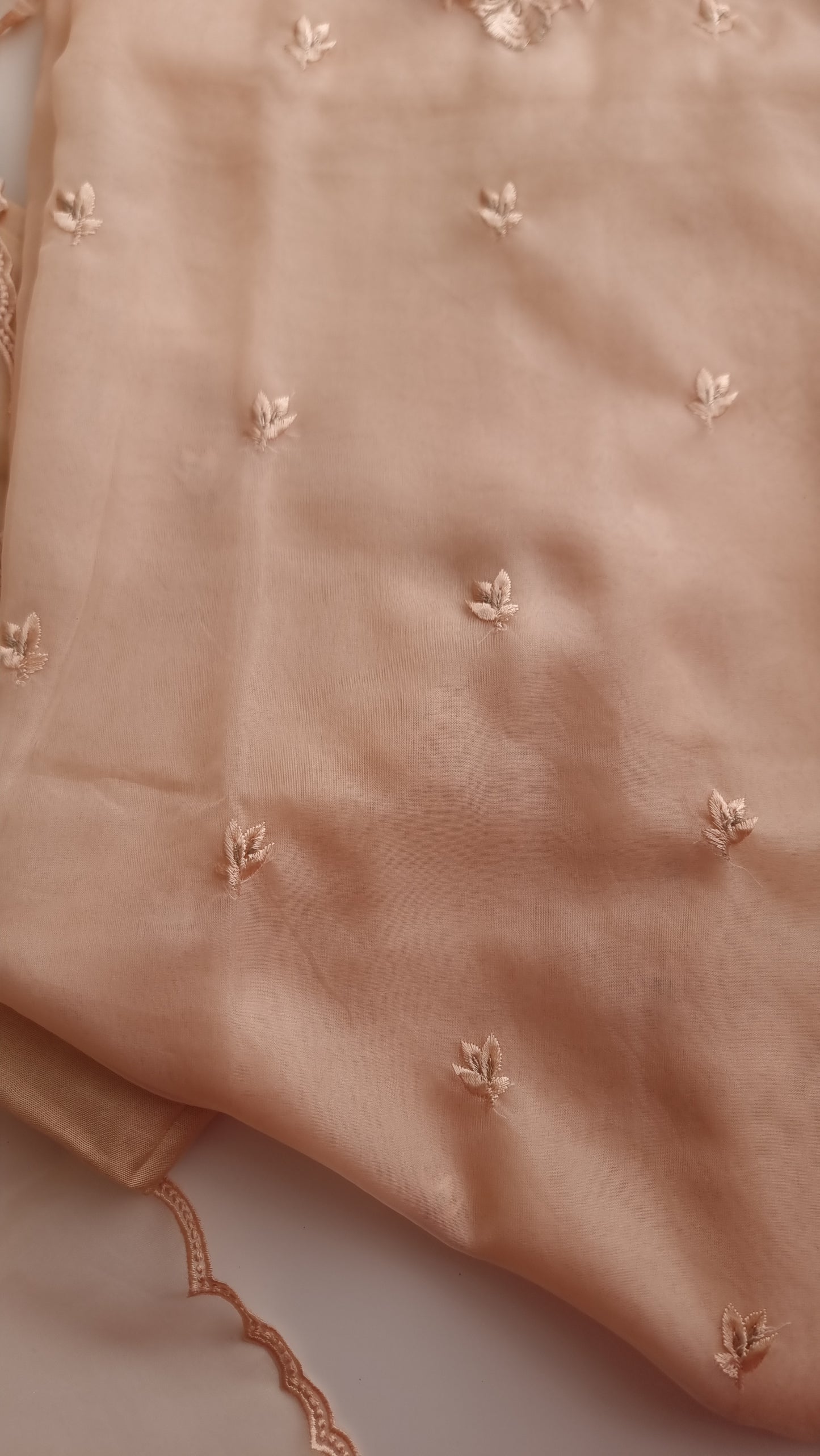 Peach Embroidery Unstitched Suit