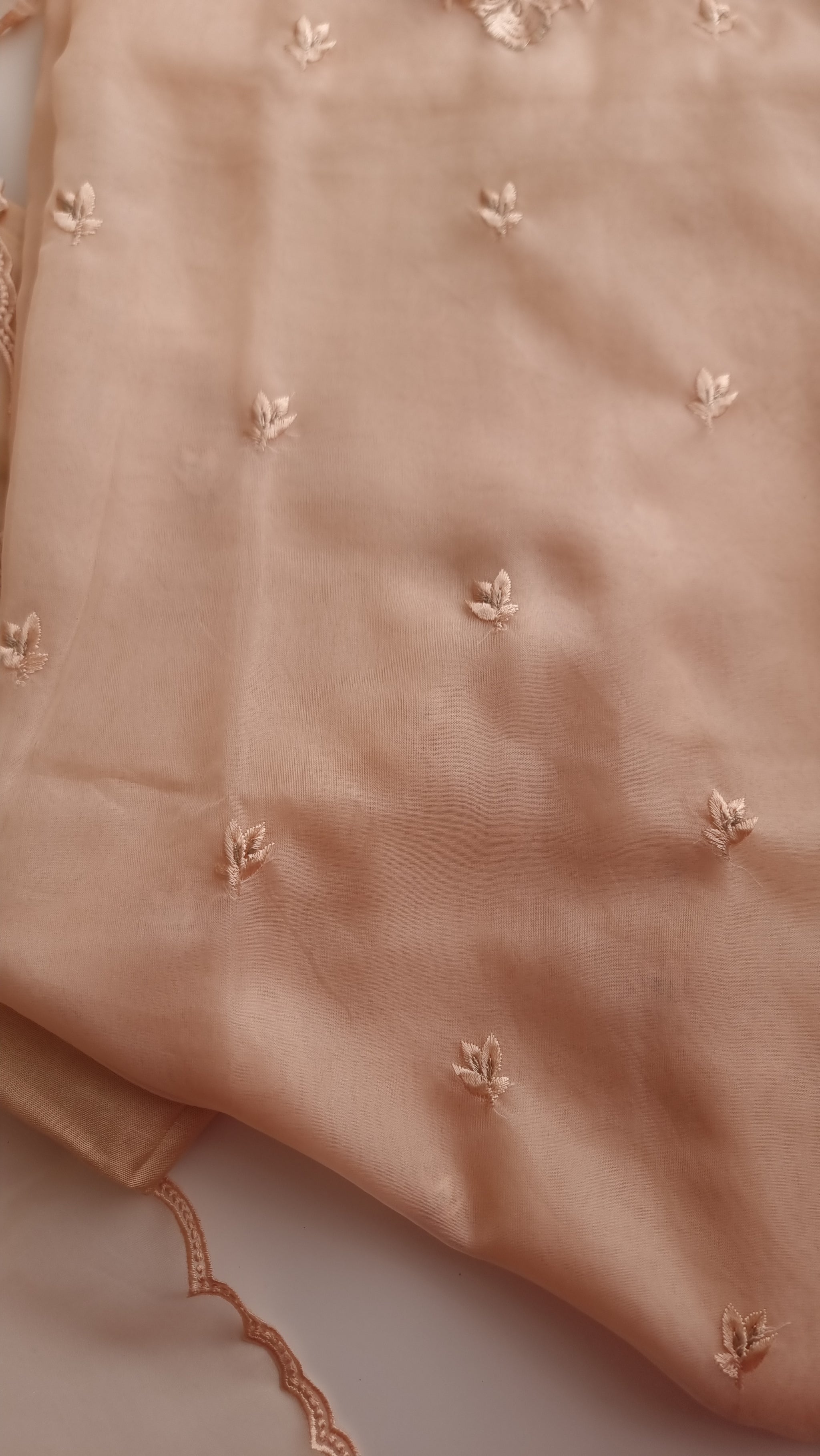 Peach Embroidery Unstitched Suit