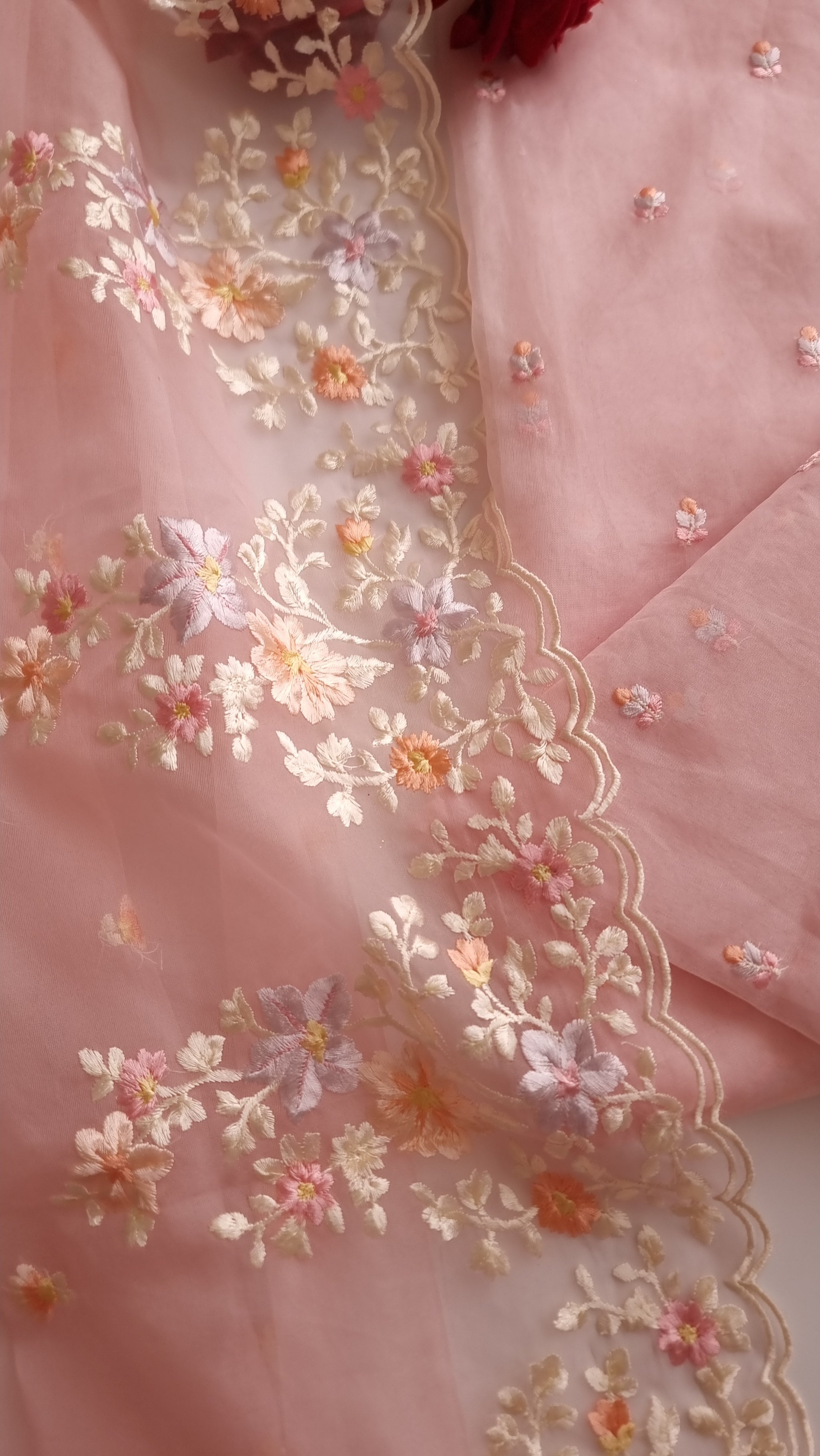 Pink Parsi Embroidery unstitched suit