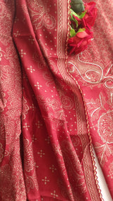 Red Pashmina Unstitched suit set