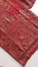 Red Pashmina Unstitched suit set