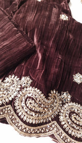 Crush Velvet mirror work party wear unstitched suit set