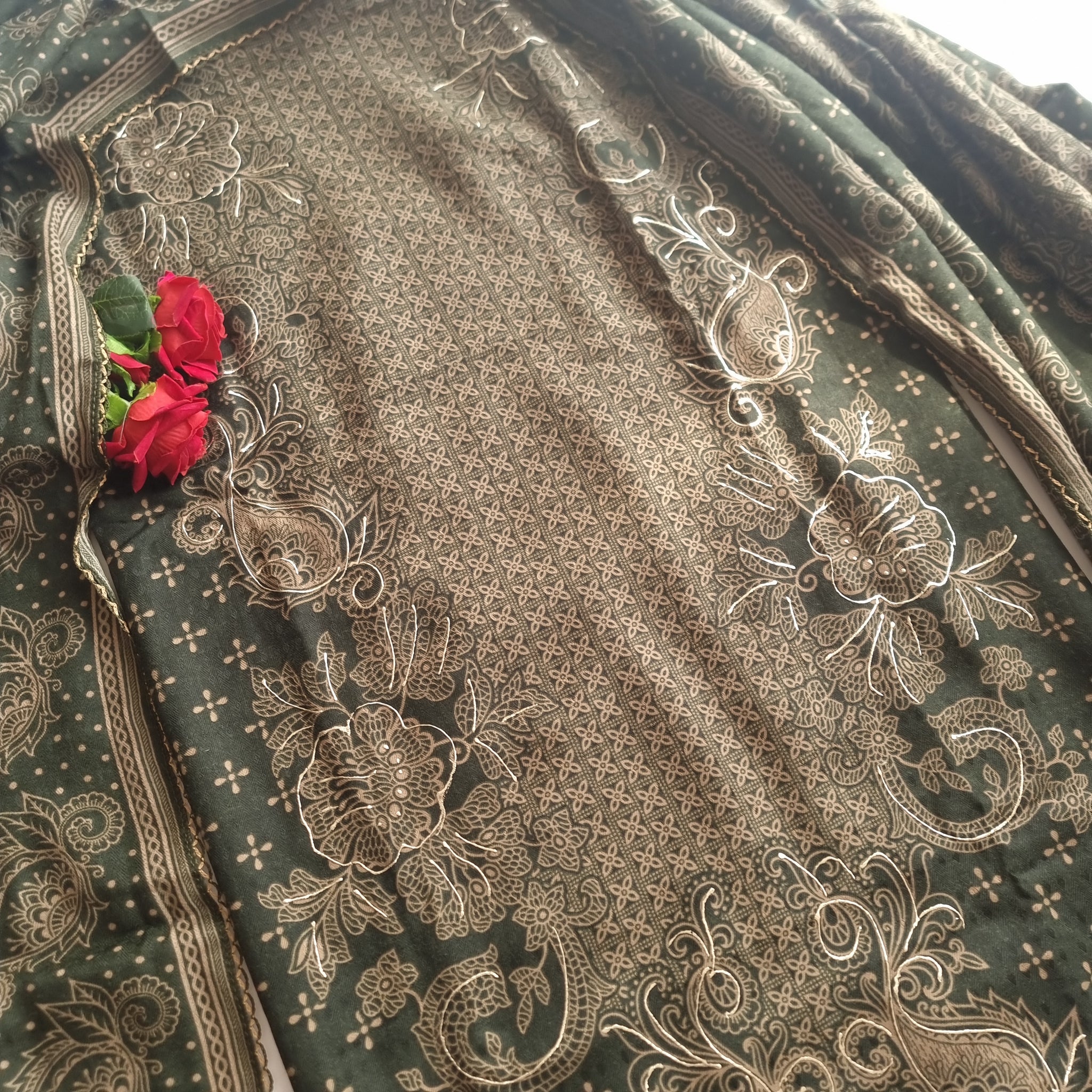 Green Pashmina Unstitched suit set