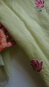 Green Kotta embroidered kurta dupatta set Unstitched