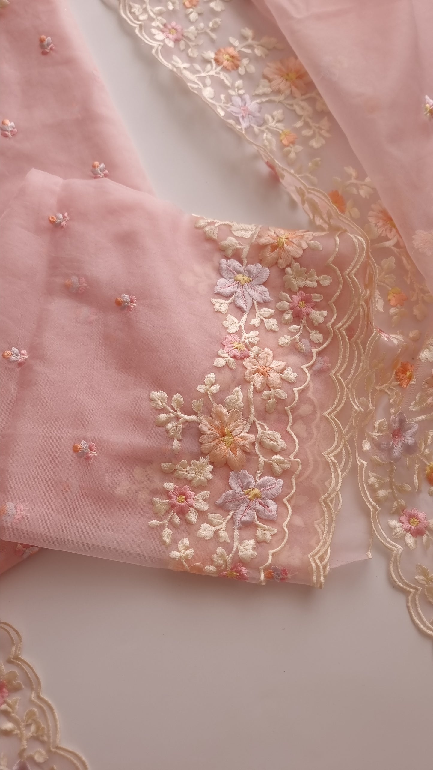 Pink Parsi Embroidery unstitched suit