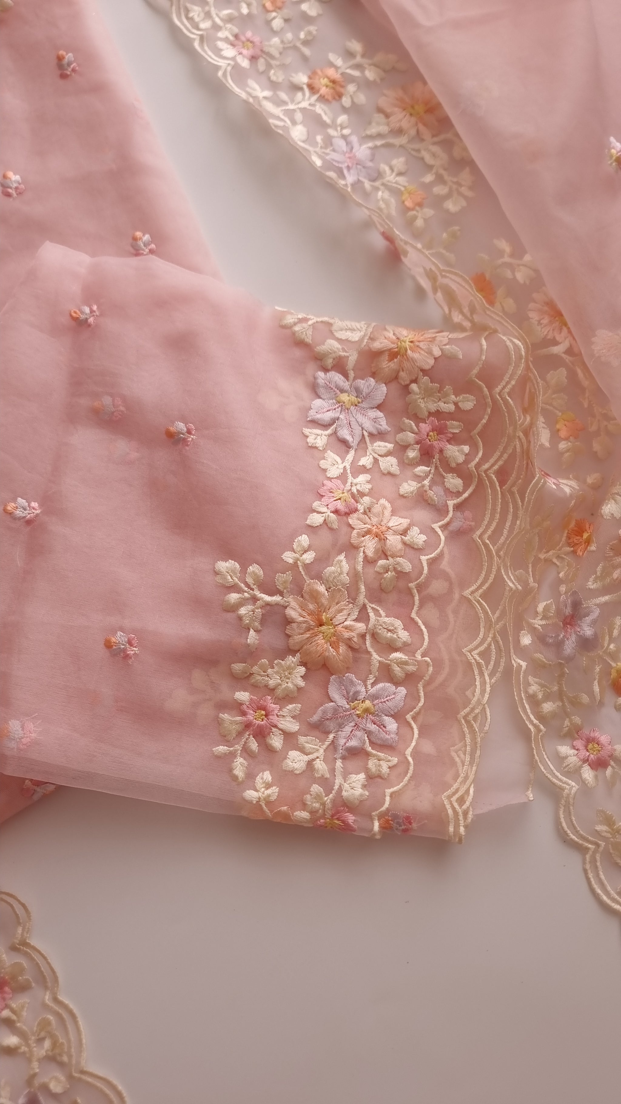 Pink Parsi Embroidery unstitched suit