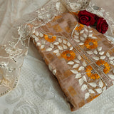 Dress material with neck embroidery