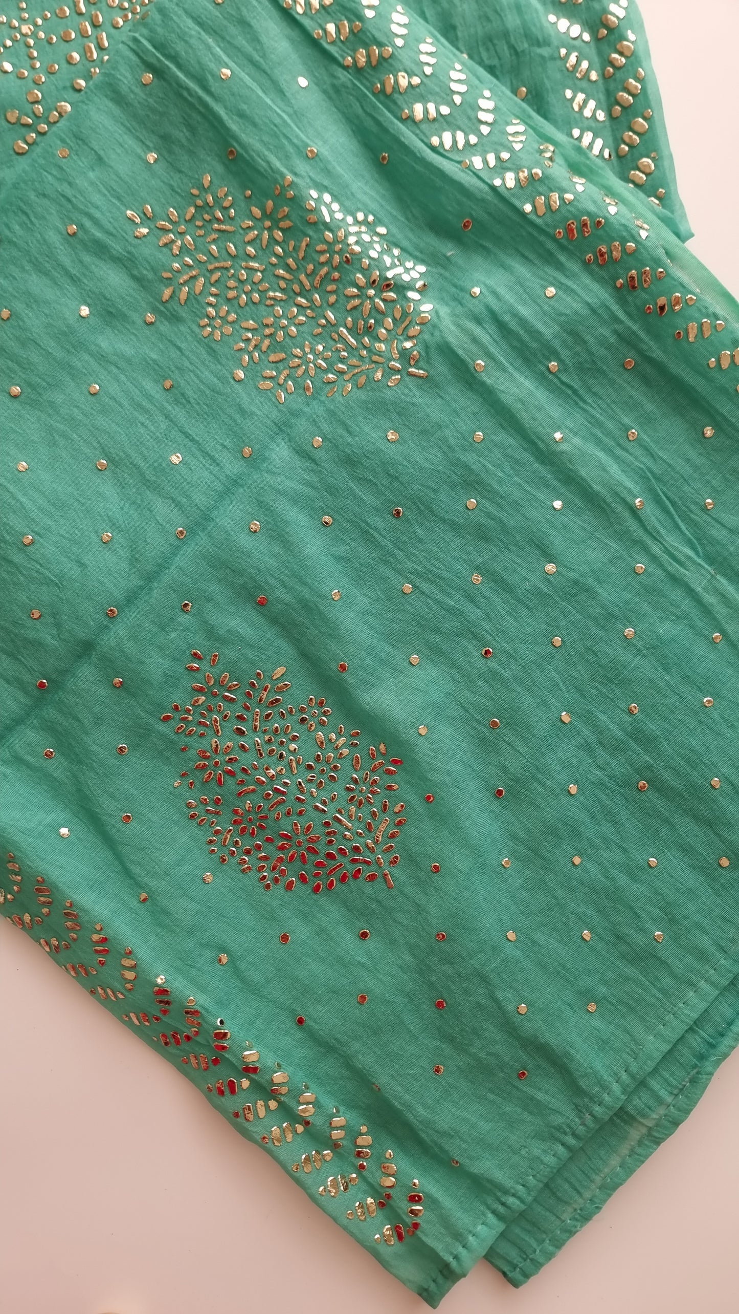 Mul Chanderi dress material with  Pasted mukaish work