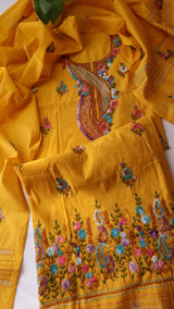 Chanderi knot embroidery Unstitched suit material