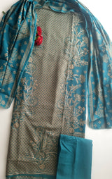 Blue Pashmina Unstitched suit set