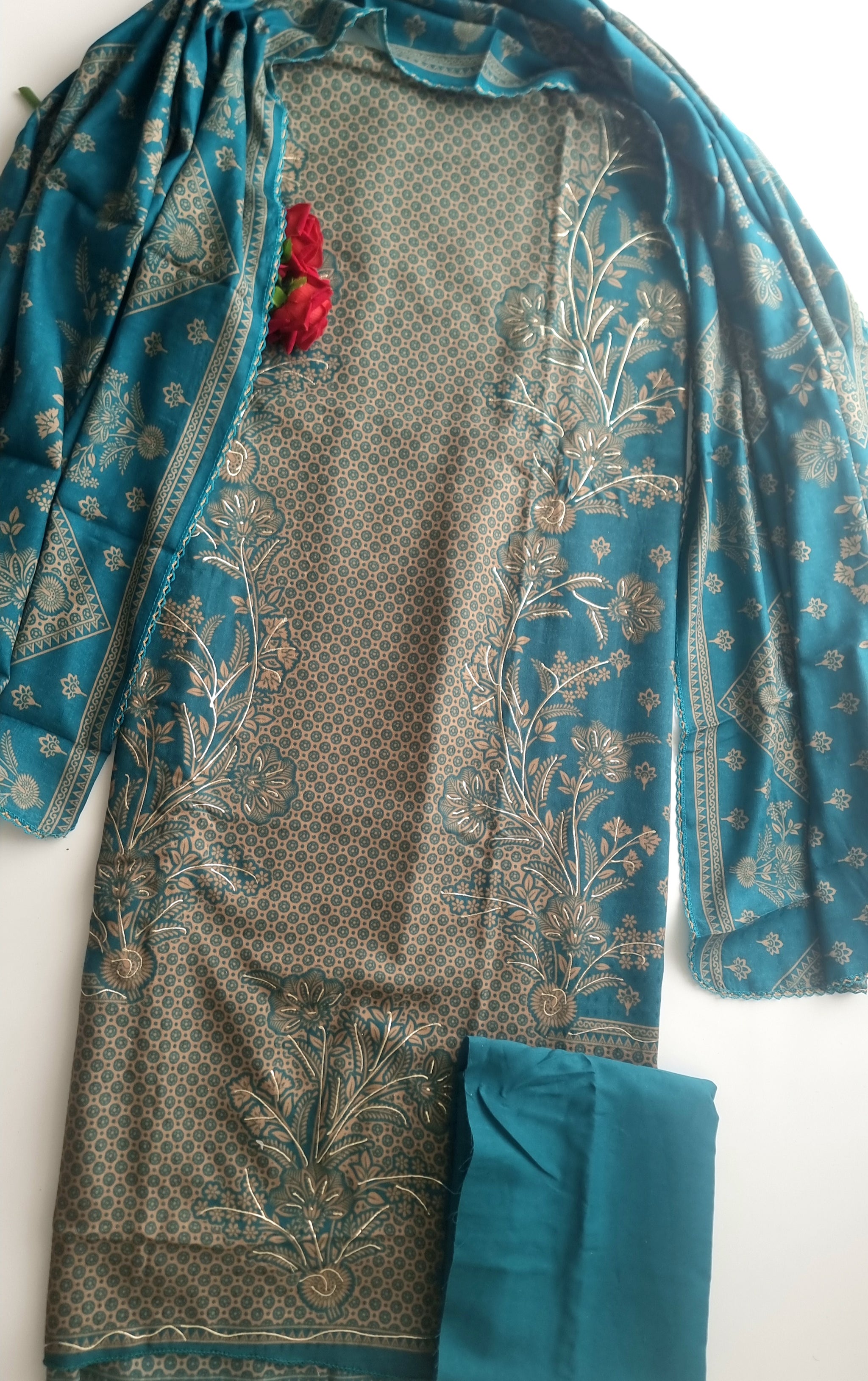 Blue Pashmina Unstitched suit set