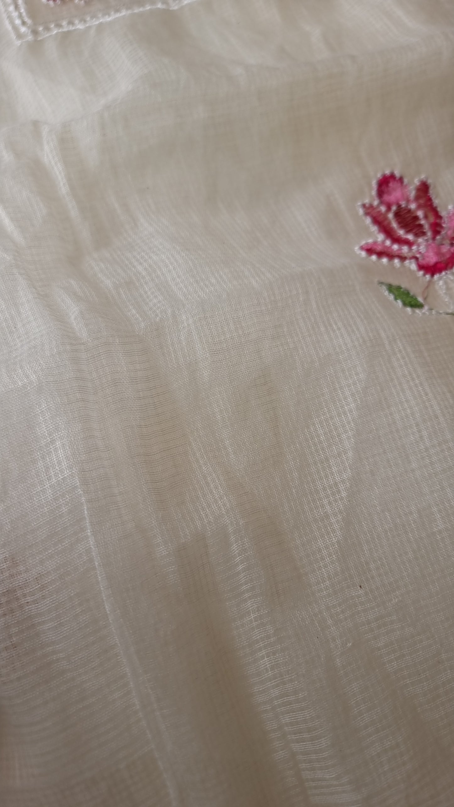 White Kotta embroidered kurta dupatta set Unstitched