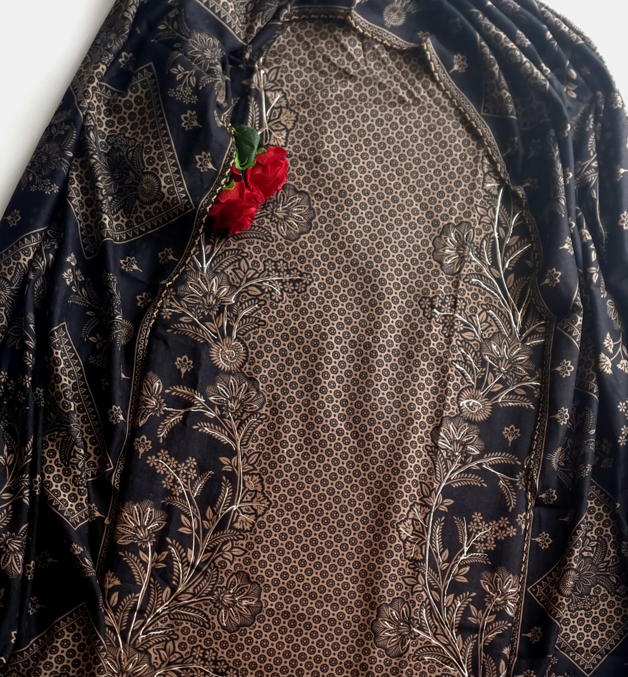 Black Pashmina Unstitched suit set