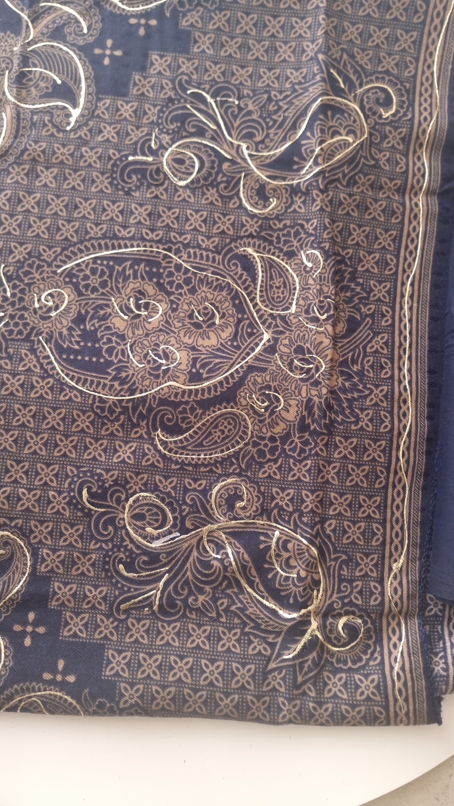 Blue Pashmina Unstitched suit set