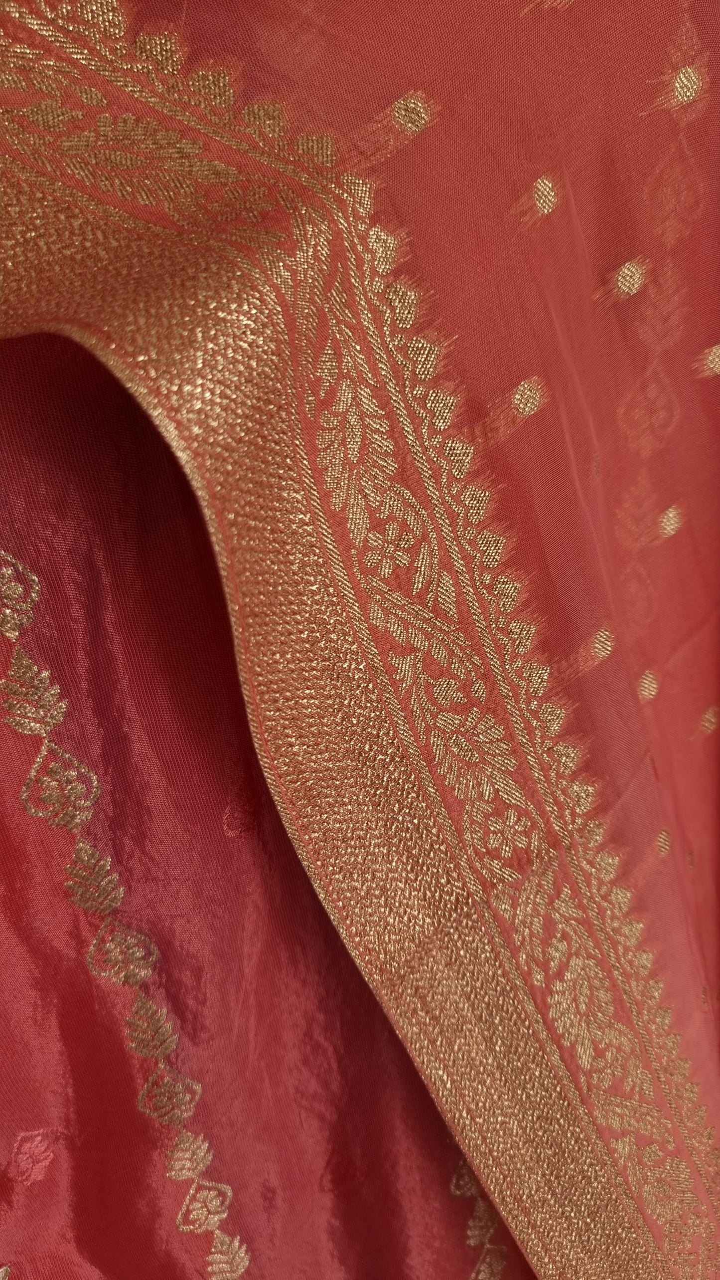 Kanjivaram Silk with dabka embroidery Unstitched suit.