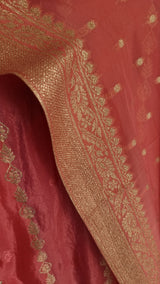 Kanjivaram Silk with dabka embroidery Unstitched suit.