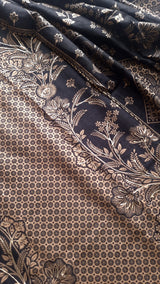 Black Pashmina Unstitched suit set