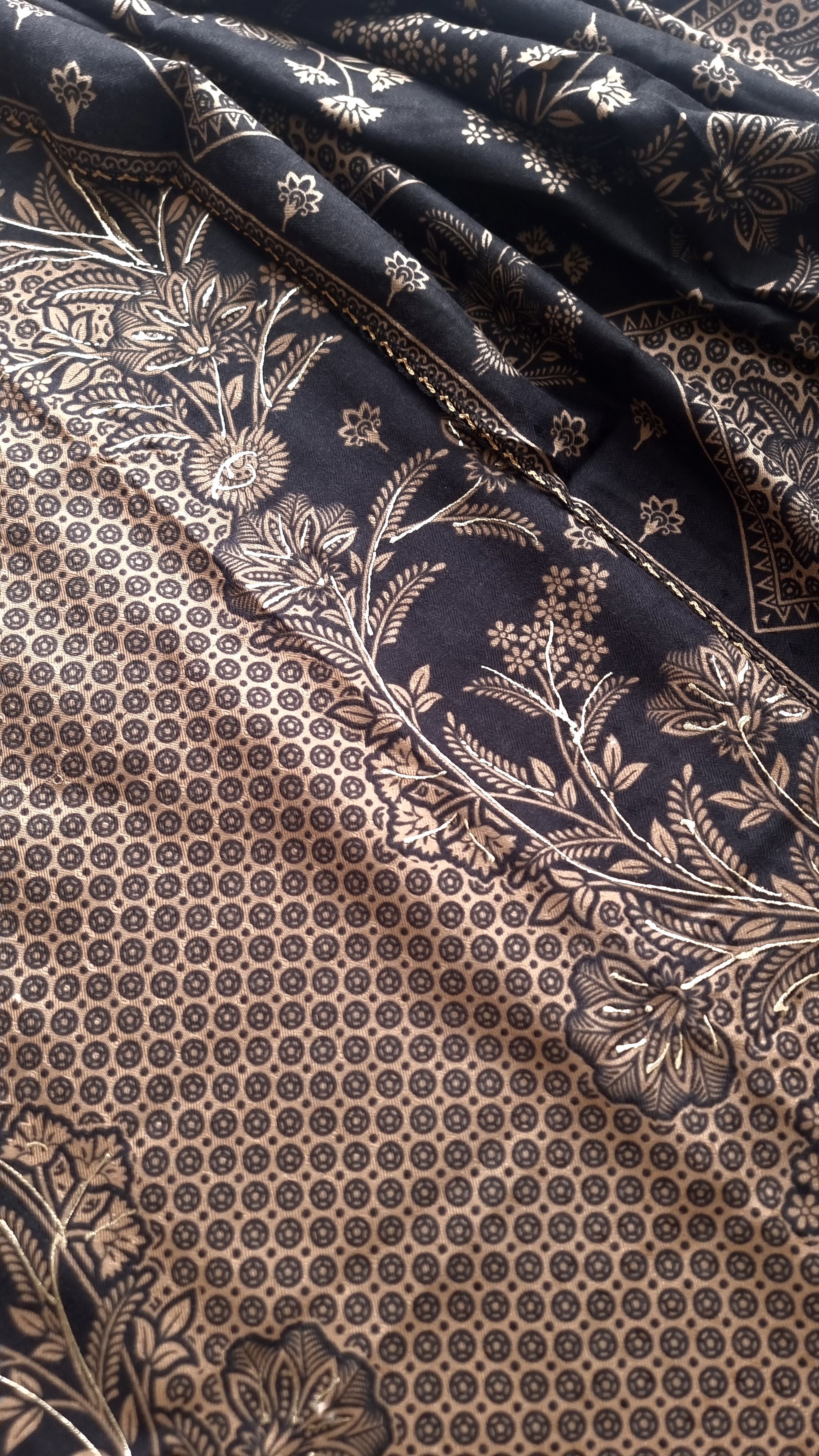 Black Pashmina Unstitched suit set