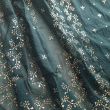 Peacock color Mul Chanderi dress material with  Pasted mukaish work