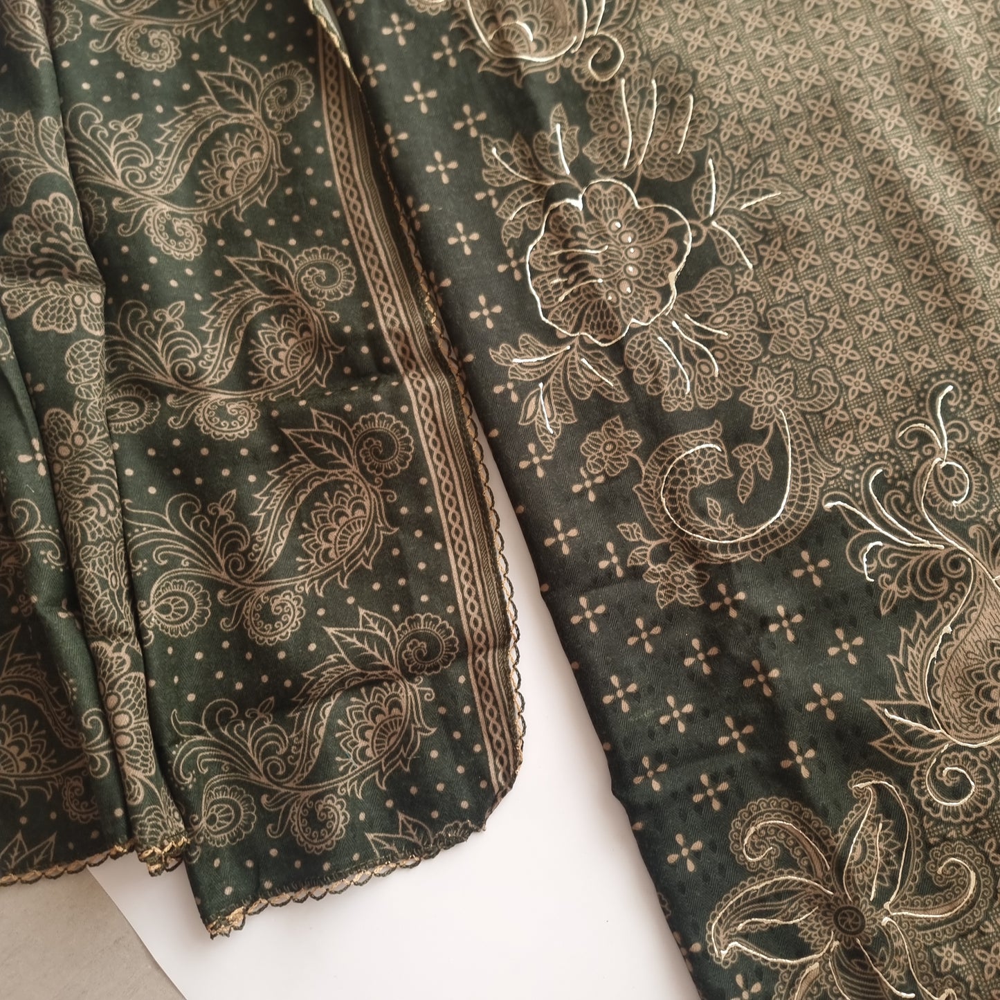 Green Pashmina Unstitched suit set