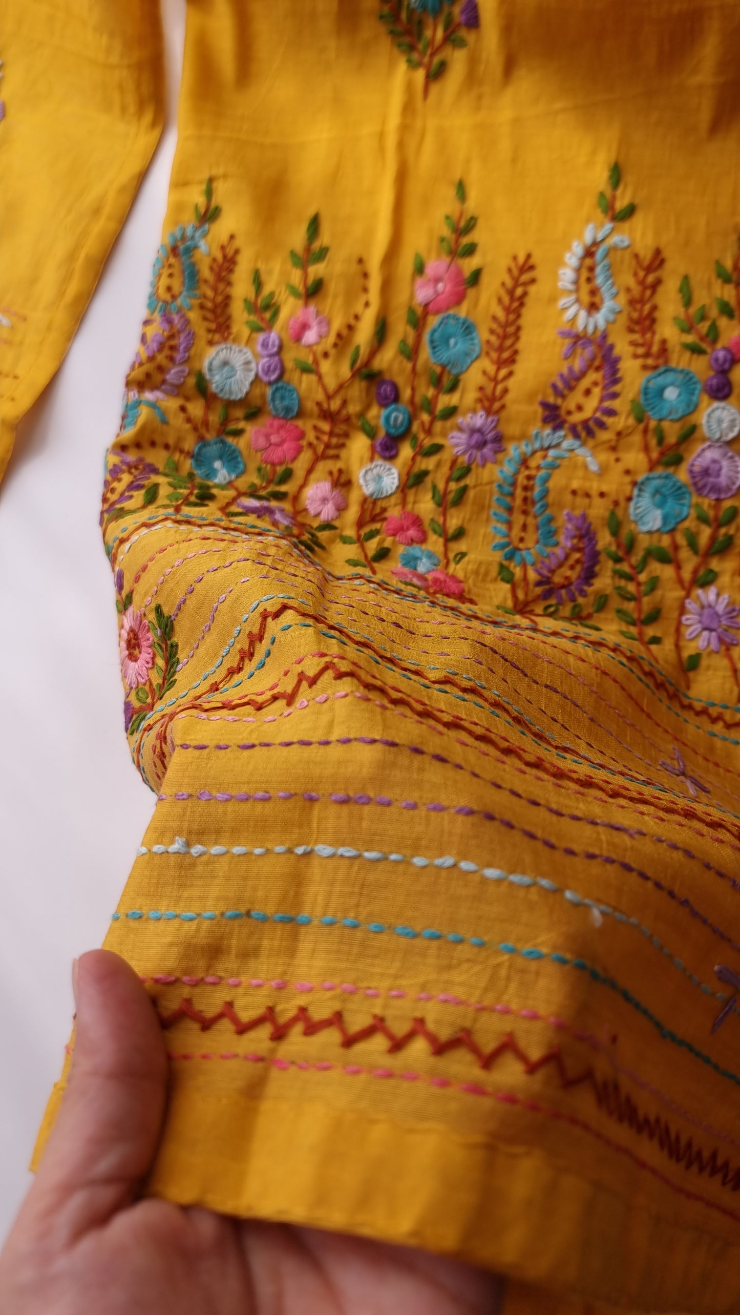 Chanderi knot embroidery Unstitched suit material