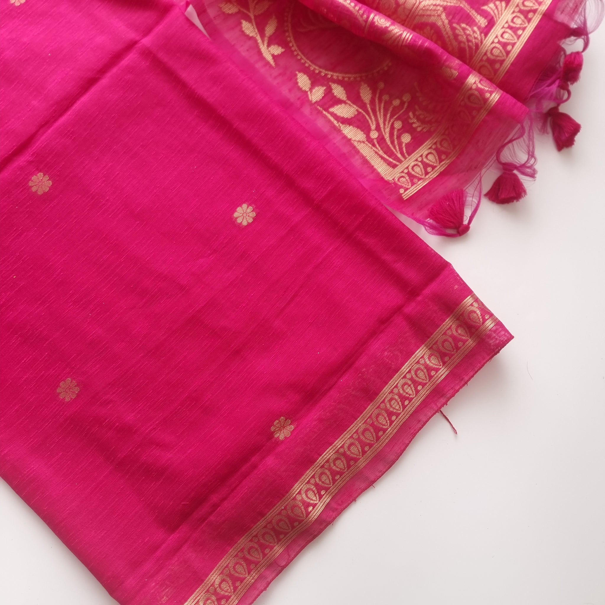Pink Vedika Silk Unstitched suit material