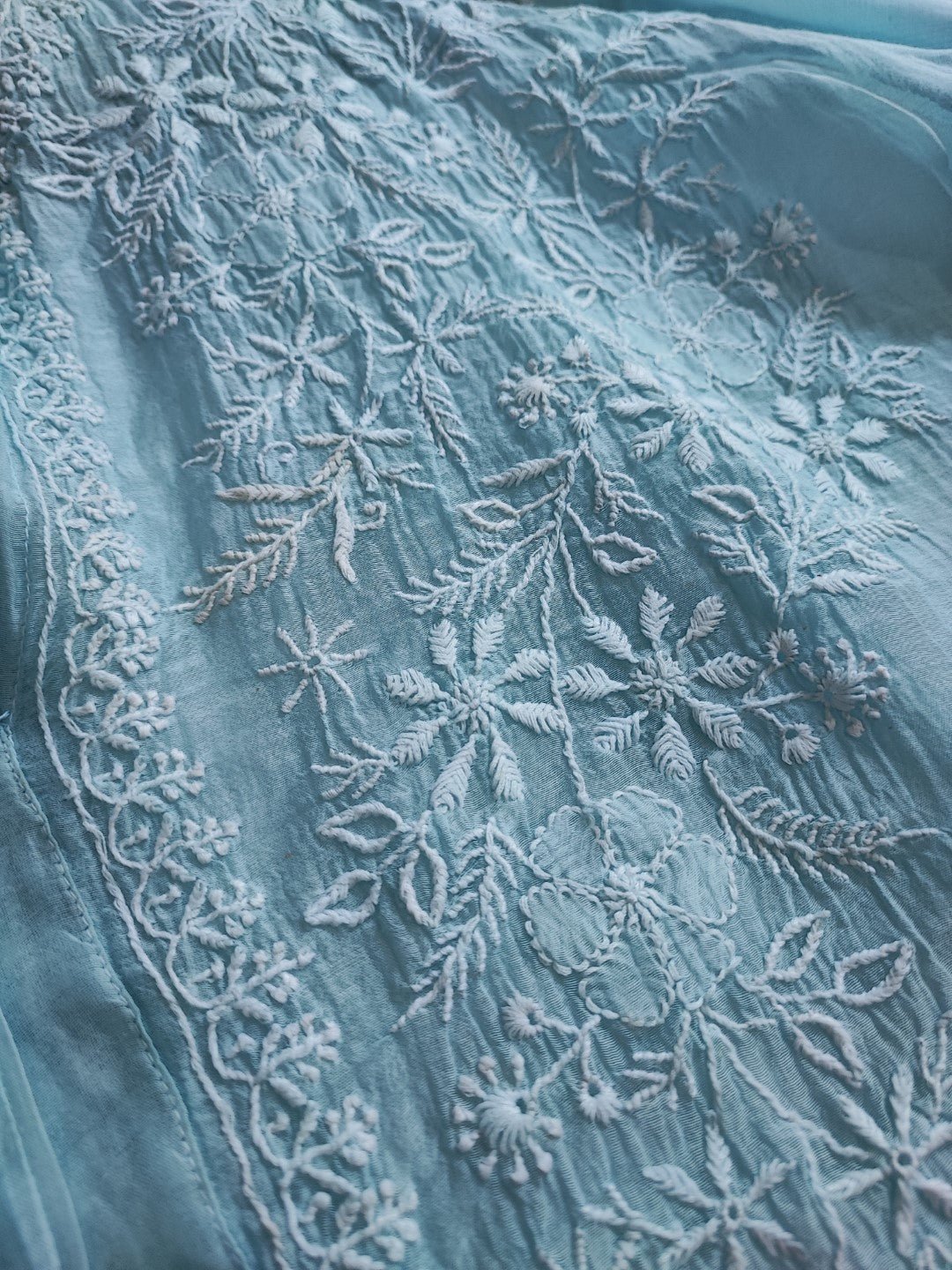 Sky blue Chikankari Shirt - Semi Stitched - Neel Creations By Saanvi