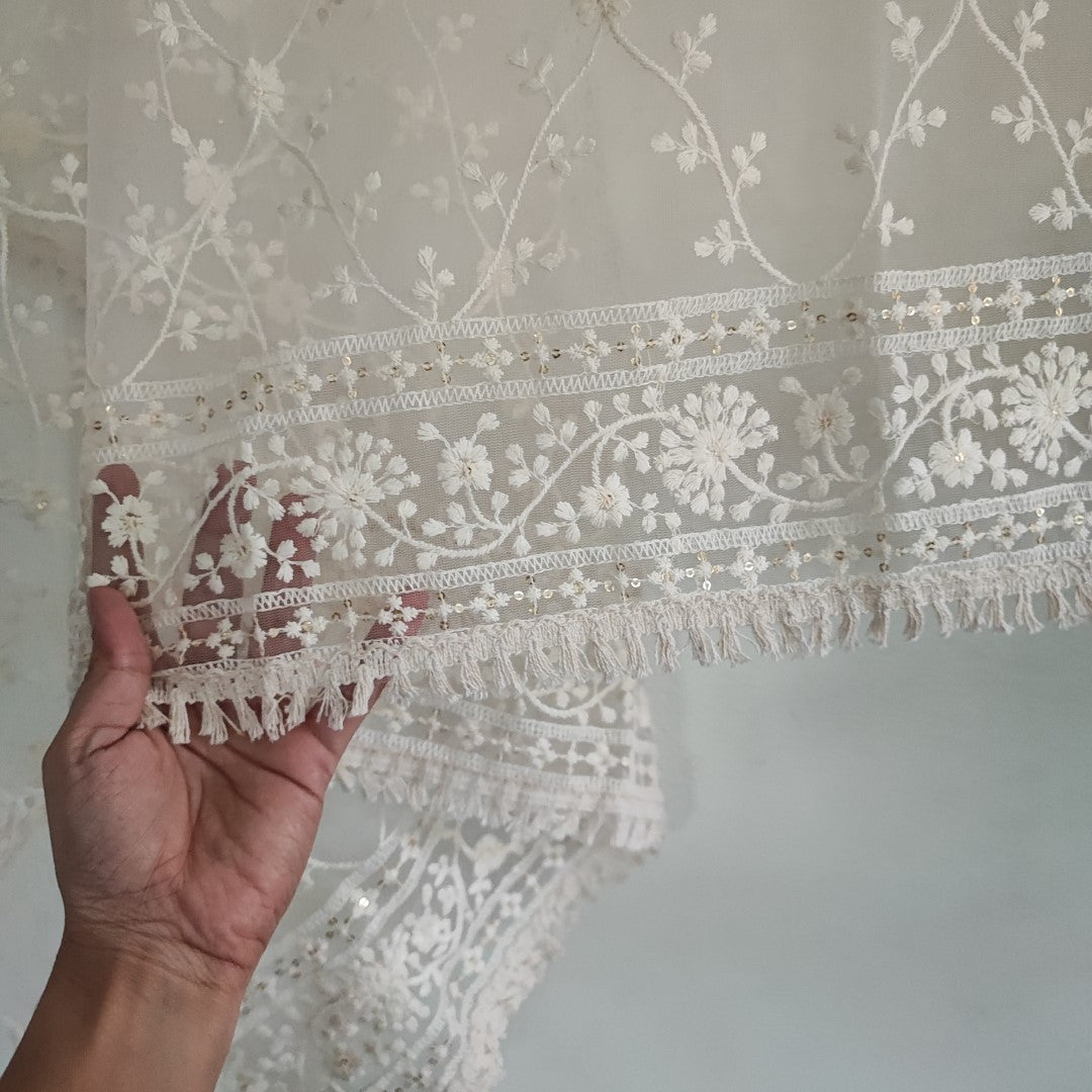 Thread work Net Fancy dupatta. - Neel Creations By Saanvi