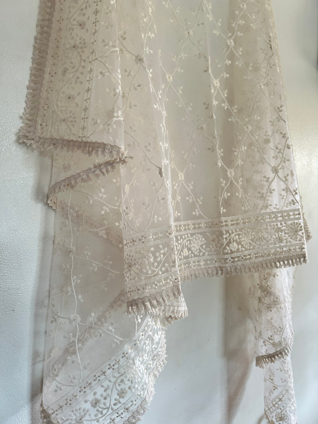 Thread work Net Fancy dupatta. - Neel Creations By Saanvi