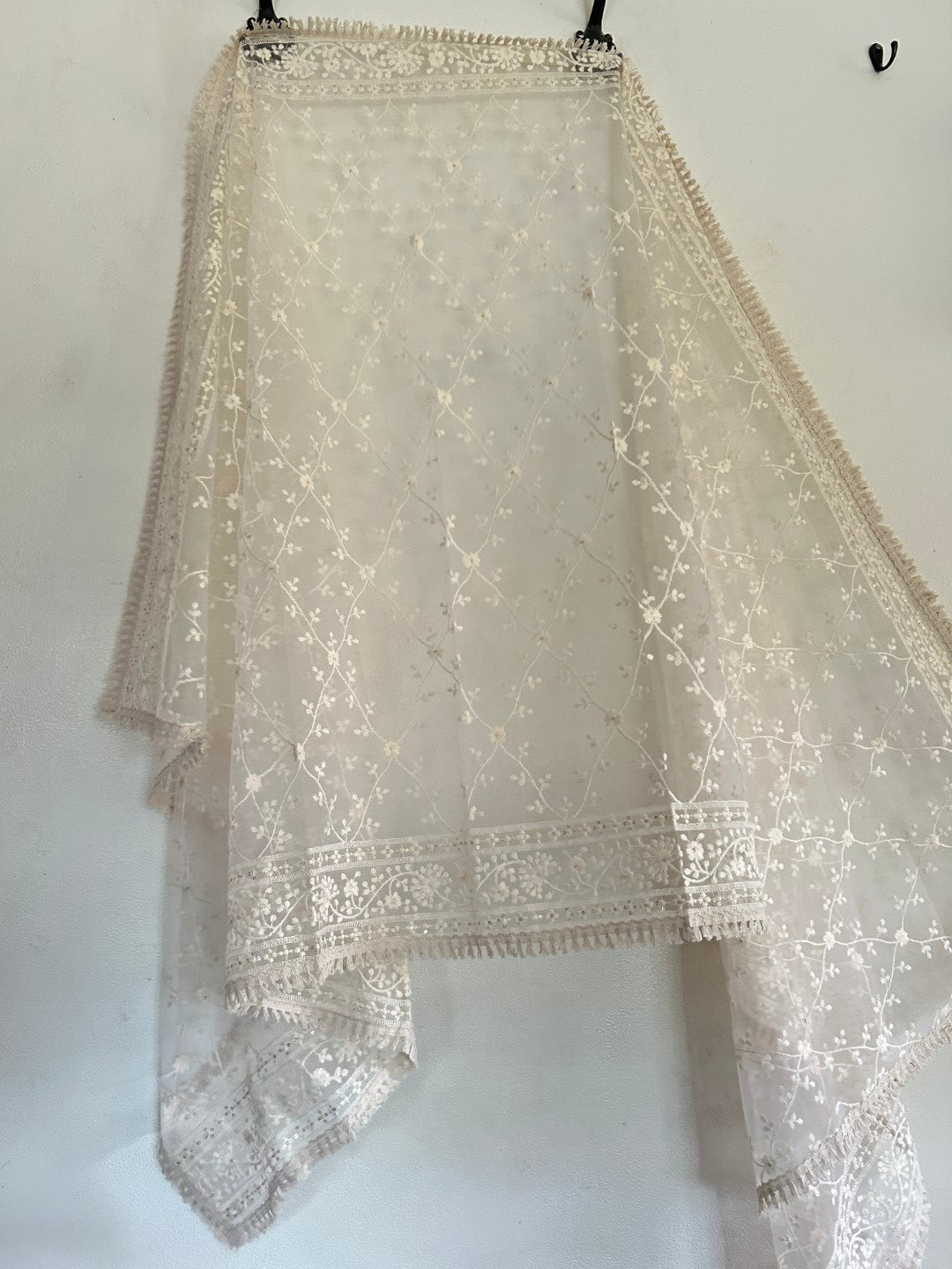 Thread work Net Fancy dupatta. - Neel Creations By Saanvi