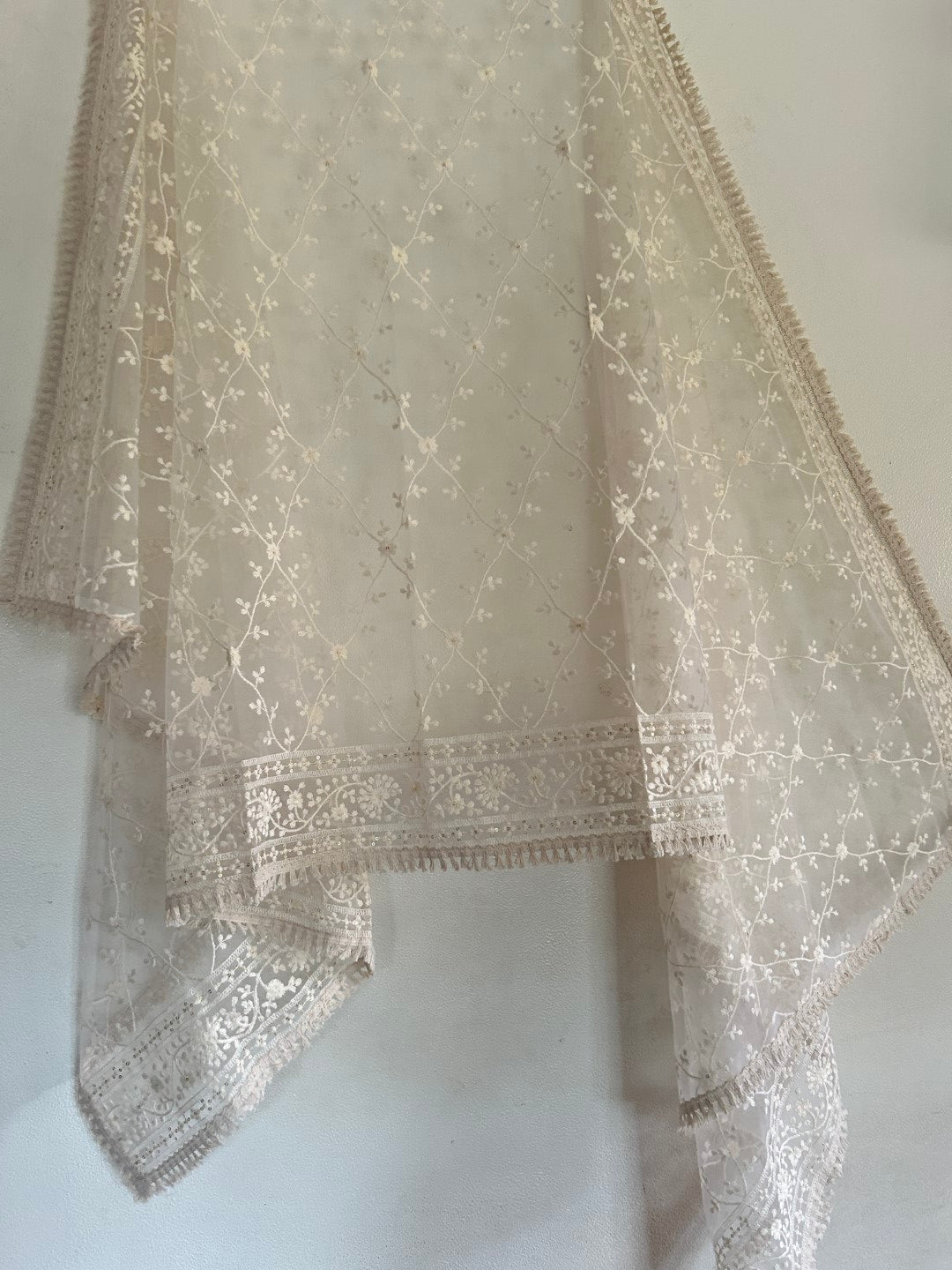 Thread work Net Fancy dupatta. - Neel Creations By Saanvi