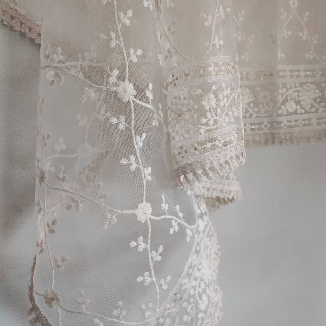 Thread work Net Fancy dupatta. - Neel Creations By Saanvi