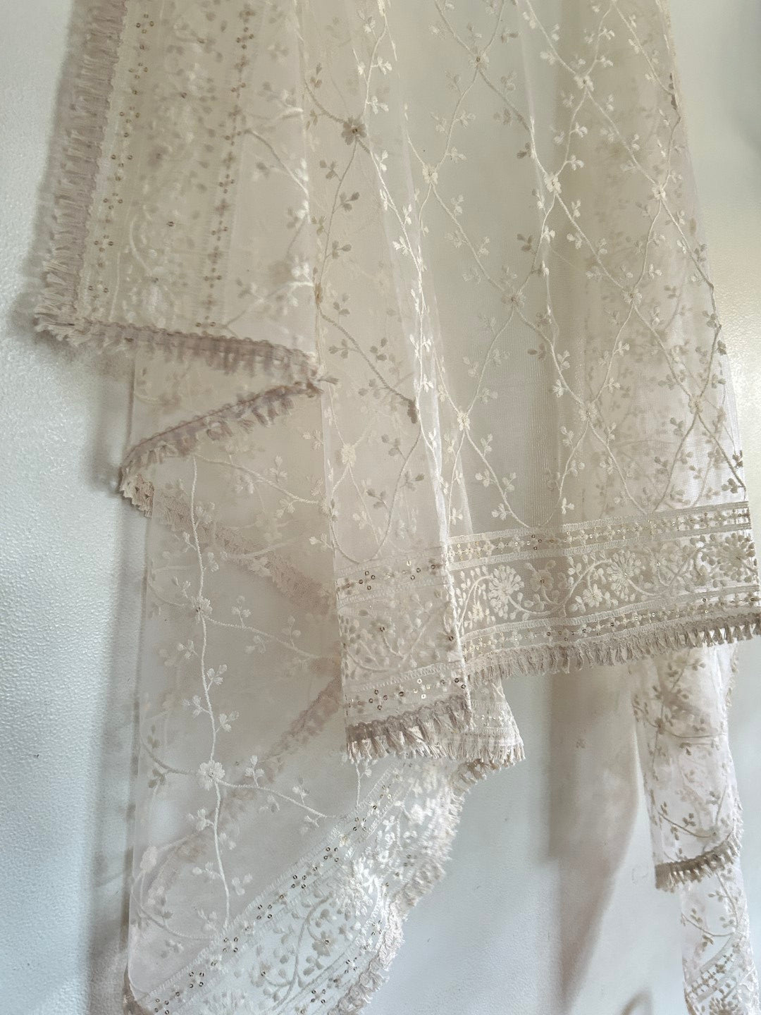 Thread work Net Fancy dupatta. - Neel Creations By Saanvi