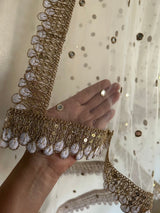 White Dupatta - Fancy designer dupattas. - Neel Creations By Saanvi