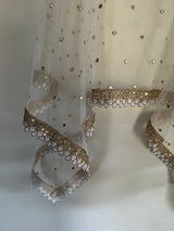 White Dupatta - Fancy designer dupattas. - Neel Creations By Saanvi