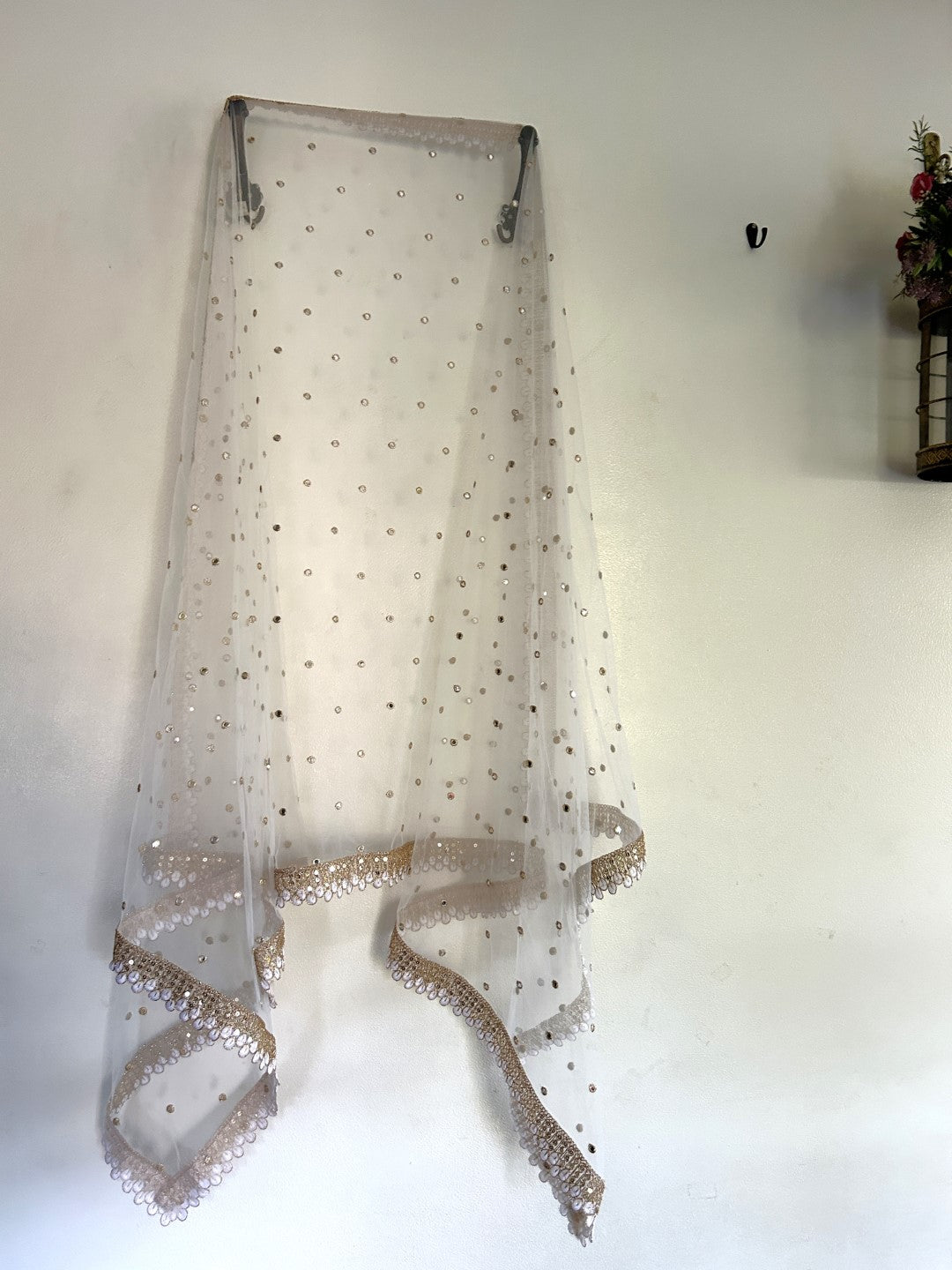White Dupatta - Fancy designer dupattas. - Neel Creations By Saanvi