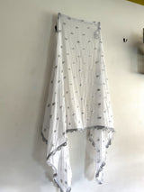 White Georgette dupatta with silver border and embroidery - Neel Creations By Saanvi