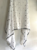 White Georgette dupatta with silver border and embroidery - Neel Creations By Saanvi