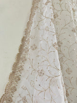 White Gold Dupatta all over embroidery. - Neel Creations By Saanvi