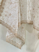 White Gold Dupatta all over embroidery. - Neel Creations By Saanvi